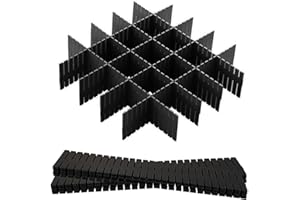 Hantoc 12 Pezzi Divisori per Cassetti Regolabili, Divisori per Cassetti in Plastica Organizzatore per Cassetti Separatori per Cassetti per Ufficio, Bagno, Cucina o Camera da Letto 32.4 x 7cm Nero