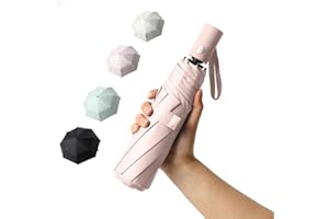 BAODINI Small UV Protection Travel Umbrella Compact for Rain and Sun UPF 50+ Windproof Portable 42 inch Umbrella for Women and Men