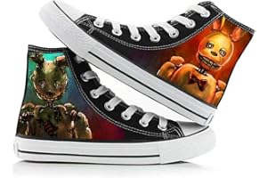 JIUMAOCLEU FNAF Zapatos de seguridad Breach Fazbear Piazzari Anime Cosplay Zapatos de lona de juego de terror Zapatos de impresión de personajes Unisex con cordones Casual Zapatillas de moda