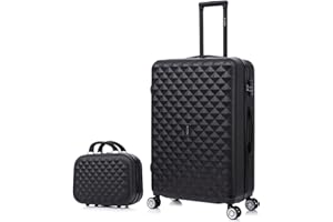 CELIMS - Valise Moyenne Taille avec Vanity | Valise de Voyage Moyenne | Trousse de Toilette | Taille Soute 20kg | Bagage 65cm | Noir