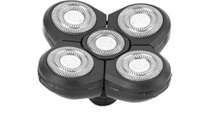 ACOUTO Elektryczna Golarka do Brody, 5-głowicowa Uniwersalna Elektryczna Głowica Obrotowa Wodoodporne Akcesoria Wymiana Srebrny Rx1500 Materiały i Akcesoria do Golenia dla łysych Mężczyzn (Zapas 5 głów)