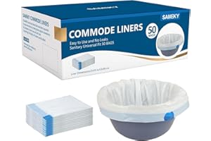 Sameky Commode Liners for Bedside Portable Toilet Chair Bucket | Value Pack 50 Count Universal Fit | Bedside Commode Liners | Leak Proof & Odorless Portable Toilet Bags for Adult