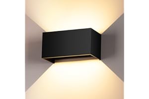 CWYCFW 24W Apliques Pared Exterior/Interior 3000K Bianco Caldo Ángulo de haz Ajustable Aplique Impermeable IP65 Negro