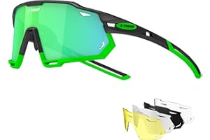 X-TIGER Lunettes de Cyclisme Lunettes de VTT Homme, Lunettes de Vélo avec 5 Lentilles Interchangeables Protection UV400, Montures TR90 résistantes au Stress, Pour Pêche Conduite Running Bicyclettes