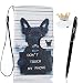 Produktbild Wiko Lenny 3 Hülle, Wiko Lenny 3 Schutzhülle Leder Hülle, Alfort 3 in 1 Flip Wallet Fashion Design Dual Use Falten Premium PU Leder Tasche Case Cover Folio Mappen Kasten Abdeckung für Wiko Lenny 3 5.0" Smartphone Funktion Unterstützte Telefone mit Schwarzer Hund ( Weiß ) + Netter Staub Stecker + Alfort Schwarz Stylus Pen