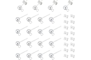 UNICRAFTALE 50 St Silber Farbe Kugel Ohrstecker 304 Edelstahl Ohrringpfosten Mit Schlaufe Metall Ohrstecker Stifte Ohrstecker Mit Ohrring Muttern Ohrring Komponenten Für Herstellung Ohrringen