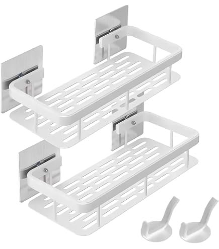 Estante De Baño Sin Taladro - 2 Piezas, Aluminio (30x13x5 Cm)