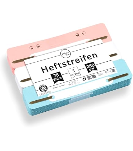 Strisce Divisorie Perfect Line - 75 Pezzi, Cartone Riciclato, 250g/m&sup2;, 3 Colori (Rosso, Blu, Bianco), Made In Germany