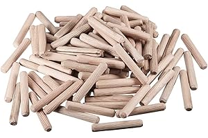 TERF® 200 Pcs Wooden Dowel Pins 8mm X 50mm Wood Dowels Solid Hard Wood Dried Fluted Beveled Hardwood Rods Furniture for Professional Carpenters DIY and Craft Projects