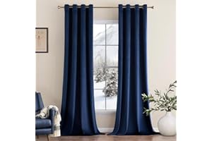 MIULEE Cortinas Salon Terciopelo Azul Marino con Ojales, 2 Piezas Cortinas Terciopelo Invierno 140x260 CM (An x Al), Cortinas Termica Terciopelo para Dormitorio, Suave Cortina Habitacion Terciopelo