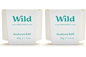 Wild - Natural Refillable Deodorant - Fresh Cotton & Sea Salt Refill Duo Pack - Vegan & Eco-Friendly - Aluminium Free - Long Lasting Protection - Natural Ingredients - 2 Pack of 40g Refills