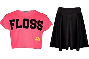 A2Z 4 Kids Kinder Mädchen Comic Graffiti Scribble Leopard #SELFIE #No Filter #Love NYC Paris Neu York 76 Epic OMG Aufdruck ed Mode Crop Top & Stilvoll Schwarz Skater Rock Satz 2-13 Jahre