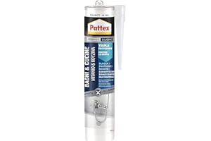 Pattex Bagni&Cucine 3x Protection, Sigillante bianco Tripla Protezione per prevenire la muffa, Silicone resistente all'acqua, Silicone antimuffa in cartuccia, 1x300ml