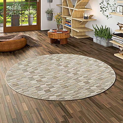 Snapstyle Modern Stripes - Tapis à Boucles Rond - Beige - 4 Tailles Disponibles