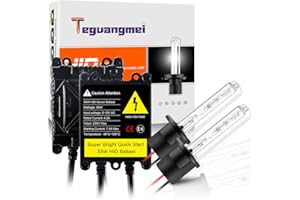 Teguangmei H1 55W Car HID Xenon Conversion Kit 6000K Xenon White Headlight Bulbs + 2Pcs 55W AC Ultra Slim Quick Start HID Ballasts Replace for Car Vehicles Headlight High/Low Beam Xenon Kit