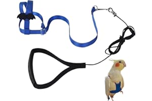 YANMUCY Arnés para Loros Correa Ajustable para pájaros de compañía Correa elástica antimordeduras para Loros cacatúas guacamayos