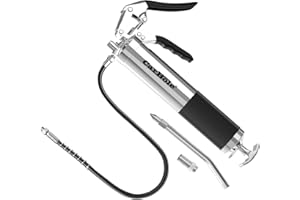 ‎CARBOLE CarBole Einhand Fettpresse 8000PSI,mit 18inch Flexschlauch und 6inch Verlängerungsrohr aus Metall,mit Zwei Düsen,Kompatibel mit 400cc Tintenpatrone,Silbrig