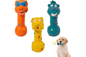 FADCAER Lot de 3 jouets couineurs en latex pour petits chiens, jouets interactifs en caoutchouc souple et rebondissant pour réduire l'ennui et le nettoyage des dents (haltère)