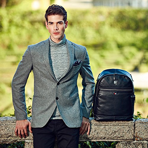 BISON DENIM 14 Zoll Laptop Rucksack Backpack Lederrucksack Schulrucksack f  r Arbeit Campus Studenten Outdoor Reisen Wandern mit Gro  er Kapazit  t  B