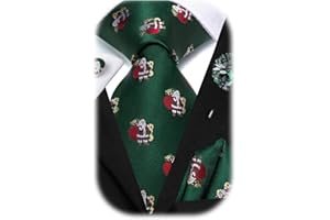 Hi-Tie Christmas Ties for Men Xmas Snowflake Santa Claus Christmas Tie Festival Necktie Pocket Square Set