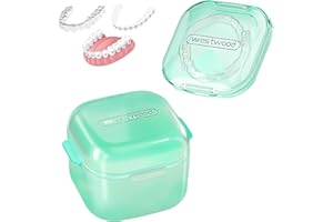 LoQuick Scatola per dentiere Scatola per dentiere Contenitore di stoccaggio con filtro appeso, scatola per dentiere in plastica, con custodia per protezione gengivale, verde