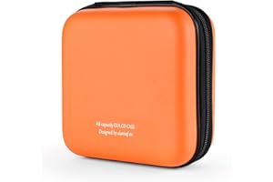 KUOCDSIK Range CD, boîtier de DVD Blue-Ray EVA de 48 capacités Organisateur de Stockage de Disque Dur de Protection pour Les Voyages en Voiture (48 Capacités, Orange48)