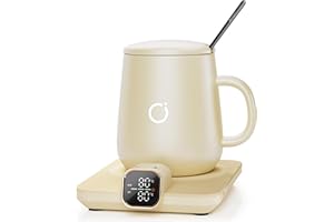 ikago Smart Heated Coffee Mug Warmer & Mug Set - Heated Mug Warmer with Auto Shut Off, 1℃ Precise Temperature Control Mug Warmer, Electric Coffee Mug Warmer for Desk, Gifts for Women and Men, Travel