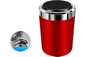 WT WISDOM TOGETHER Cendrier de Voiture avec Couvercle, Cendrier Extérieur Portable en Acier Inoxydable Sans Fumée, Cendrier de Cigarette Automatique à Lumière LED Bleue pour Le Bureau à Domicile Voiture Voyage