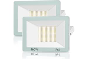 ANNIFUNLY Projecteur LED 100W, 2 Pièces 10000LM Super Brillant Projecteur Exterieur LED, Eclairage Exterieur Blanc Froid 6500K, IP67 Étanche Lampe Exterieur pour Patio, Jardin, Garage, Atelier