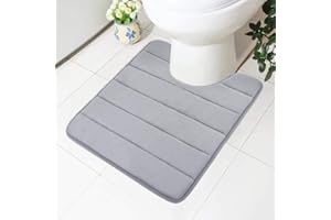 Homaxy - Tapis de bain en mousse à mémoire de forme - Support antidérapant - Doux - Absorbant l'eau - Pour WC et salle de bain, Mousse à mémoire de forme, gris, 50 x 60 cm