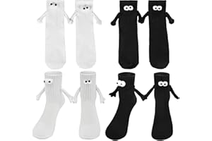 EMOIEMO 4 Paar Magnetische Socken, Hand in Hand Socken Magnet,Hand in Hand Socken,3D Lustige Socken,Magnet Socken,Freundschaftssocken,Lustige Paare Halten Hände Socken für Paar