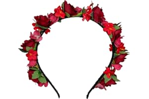 TRACHTENLAND Blumen Haarreif „Sabia“ – Romantischer Haarschmuck mit Rosen & Blüten für Damen & Mädchen – Perfekt zum Dirndl, zur Hochzeit, Kommunion oder Festival (Rot, Einheitsgröße)