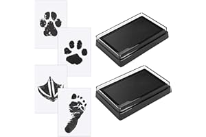 ISOI 2PCS Cat and Dog Pet Paw Print Kit, Pet-Safe Ink Pad Imprint Pawprint Keepsake, No Mess Safe Paw Print Ink Pad, Family Keepsake for Puppy Animal Baby Memorial Gifts Pet Friendly, Free Paper, Black Ink