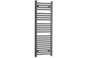 companyblue 450mm Wide Black Heated Towel Rail Radiator Flat Ladder for Stylish Bathroom (450 x 1200 mm)