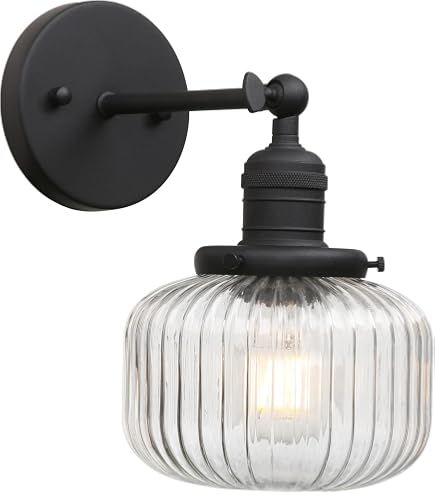 YVAMNAD Wandleuchte Mit Glaslampenschirm – E27, Metall, Modern, Für Badezimmer, Schlafzimmer & Flur – Inkl. Montageset