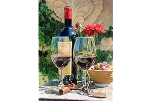 WOWDECOR DIY Malen nach Zahlen für Erwachsene Kinder Mädchen, Rotwein Weinglas Blume 40x50cm Vorgedruckt Leinwand-Ölgemälde (ohne Rahmen)