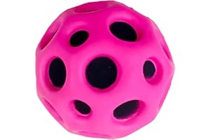 SQUAREZHENBO 1Pc Hot Pink Space Ball, Bounce Ball Toy, Moon Ball with Extremely High Bounce, High Resilience Foam Hole Ball, Mini Bouncing Ball Toy for Pets and Kids Party Gift, Calisthenics and Ability