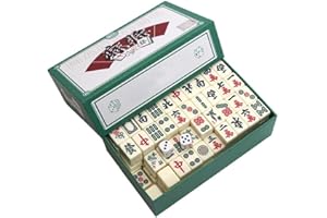 CJBIN Mini Mahjong Set, 144 Tiles Mahjong Set Portable, Chinese Traditional Mahjong Set with Carrying Travel Case, Mahjong Game Set Toy with 2 Dice for Family Leisure Time Travel