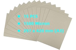 ‎STRBOXONG STRBOXONG A3 Graupappe, 15 Blatt 1500 Mikron dicker Recyclingkarton, 1,5 mm Bastelmodellbau-Präsentationstafel, Montageunterlage, Modelliertafelkarte (297 x 420 mm)