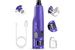 Casfuy Lima de uñas para Perros silencioso - (45 dB) Cortador de uñas Eléctrico Recargable para Mascotas 6 velocidades con 2 Luces LED, cortauñas eléctrico Recargable de 3 Puertos con Tapa Antipolvo