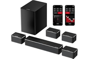 ULTIMEA 7.1 Soundbar for TV, Virtual Surround Sound System Home Cinema with Smart App, Peak Power 410W TV Sound Bar, Adjustable Wireless Subwoofer & 4 Wired Surround Speakers, Poseidon D70, 2024 Model