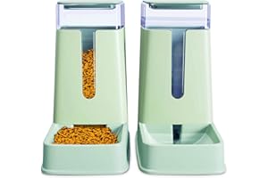 HIPIDOG Comedero automático para Gatos y dispensador de Agua para Gatos en Juego de 2 Paquetes de alimentador automático para Perros y dispensador de Agua para Perros pequeños, Cachorros, Gatitos