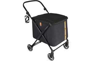 Caddie MY DUQUE Max - Chariot Trolley de Courses Personnel, Chariot de Courses Pliable avec 4 roulettes, Suspension, réglage en Hauteur, pédale de Frein, Porte-gobelet et Design Moderne