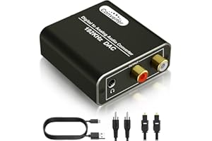 ORIKLON Convertisseur Audio Numérique vers Analogique - DAC 192KHz avec Toslink Optique et SPDIF Coaxial vers RCA L/R et Jack 3.5mm pour TV, DVD, Blu-Ray, Home Cinéma