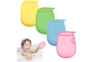 HORUILI Superweicher Peeling-Badehandschuh, 4 Stück Peeling-Duschhandschuhe, Körperpeeling Peeling Handschuh, Weiches und Bequemes, Wiederverwendbares, Schmerzfreies Schwamm-Badeschrubbhandtuch