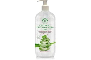 BS ORGANIC FARM Organic Aloe Vera Gel for Face, Hair & Body, 100% Pure ingredients | Moisturiser | Rich in Vitamins | for All Skin Types | great After Sun lotion cream | Vegan | Made in UK.