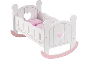 ROBUD Lit de Poupée en Bois – Jouet Berceau avec Accessoires – pour Poupées Jusqu’à 46 cm