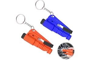 Ruzister 2 Stück 3 In 1 Notfall Schlüsselanhänger Mit Fensterbrecher Und Gurtschneider, Rettungshammer Für Autos, Tragbar Und Einfach Zu Bedienen, In Orange Und Blau