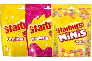 LINENVALE Starburst Original Fruits, Strawberry, Mini Fruits Pouch, Pack of 3, 137g
