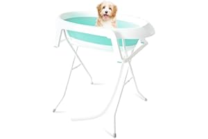 Temopow Pet Dog Bathtub, Foldable Bathtub with Bracket (Green)